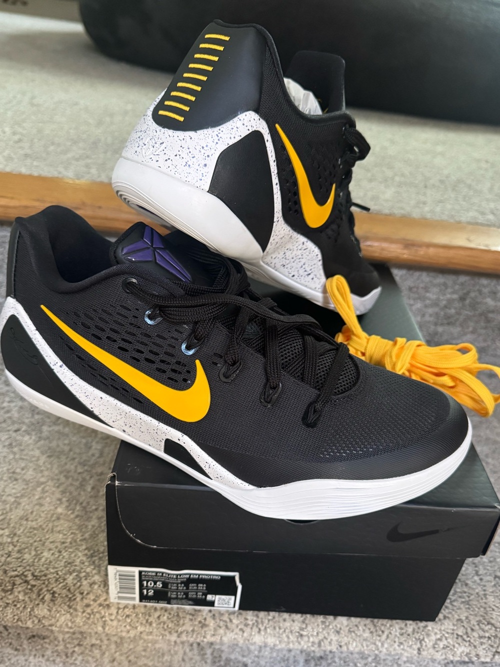 Nike NIB SZ 10.5 Kobe 9 Elite Low Protro Basketball Shoes black gold ret:$189